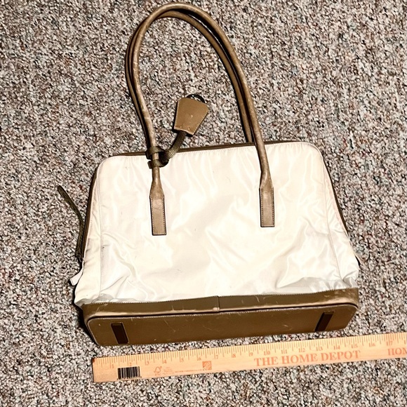 Prada Handbags - Prada Cream and Brown Shoulder Satchel Tote Bag